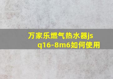 万家乐燃气热水器jsq16-8m6如何使用