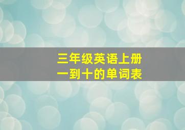 三年级英语上册一到十的单词表