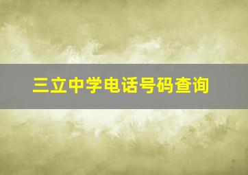 三立中学电话号码查询