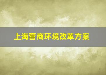 上海营商环境改革方案