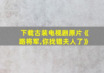 下载古装电视剧原片《路将军,你找错夫人了》