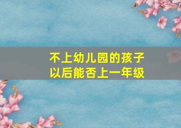 不上幼儿园的孩子以后能否上一年级