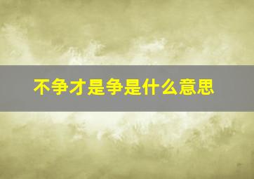 不争才是争是什么意思