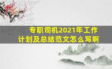 专职司机2021年工作计划及总结范文怎么写啊