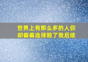 世界上有那么多的人你却偏偏选择毁了我后续