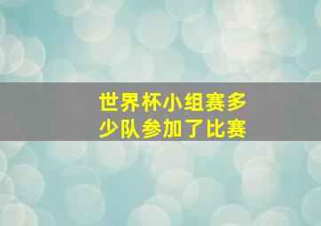 世界杯小组赛多少队参加了比赛