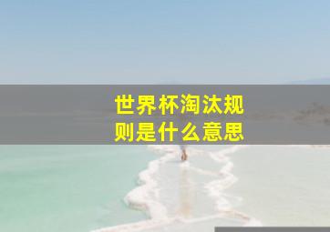 世界杯淘汰规则是什么意思