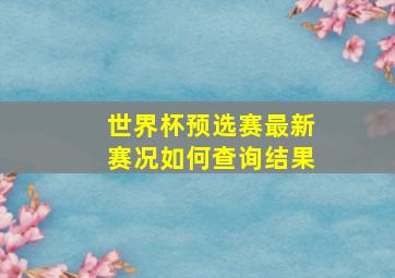 世界杯预选赛最新赛况如何查询结果