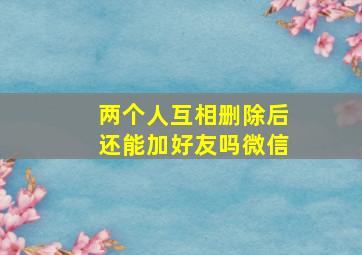 两个人互相删除后还能加好友吗微信