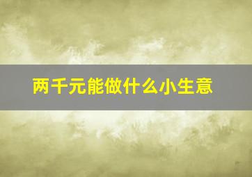 两千元能做什么小生意