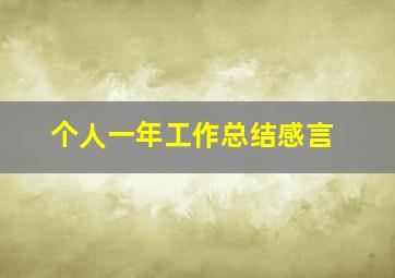 个人一年工作总结感言