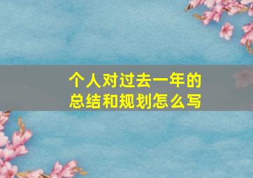 个人对过去一年的总结和规划怎么写