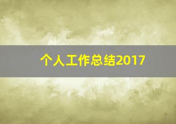 个人工作总结2017