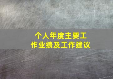 个人年度主要工作业绩及工作建议