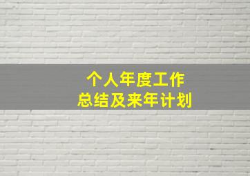 个人年度工作总结及来年计划