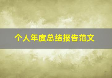 个人年度总结报告范文