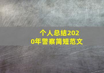 个人总结2020年警察简短范文