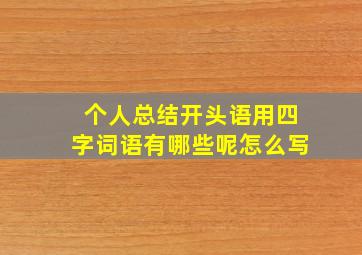 个人总结开头语用四字词语有哪些呢怎么写