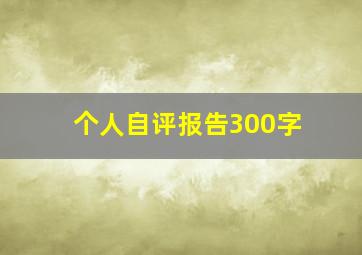 个人自评报告300字