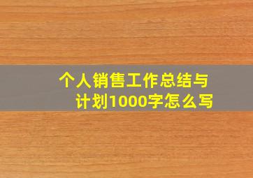 个人销售工作总结与计划1000字怎么写