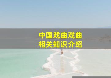 中国戏曲戏曲相关知识介绍