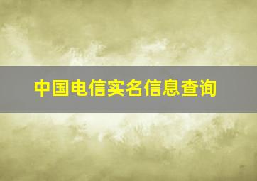 中国电信实名信息查询