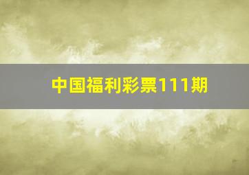 中国福利彩票111期