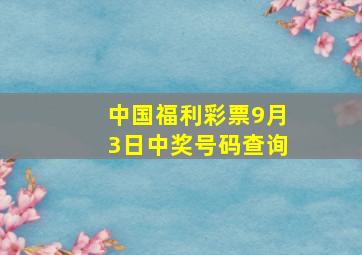 中国福利彩票9月3日中奖号码查询