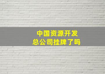 中国资源开发总公司挂牌了吗