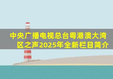 中央广播电视总台粤港澳大湾区之声2025年全新栏目简介