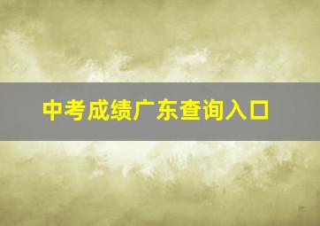 中考成绩广东查询入口