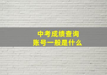 中考成绩查询账号一般是什么