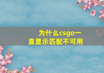 为什么csgo一直显示匹配不可用