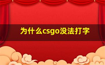 为什么csgo没法打字