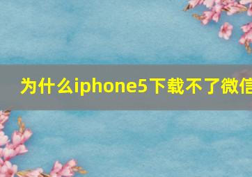 为什么iphone5下载不了微信