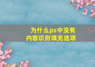 为什么ps中没有内容识别填充选项