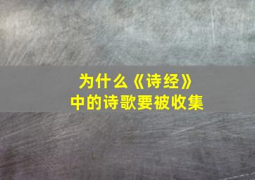 为什么《诗经》中的诗歌要被收集