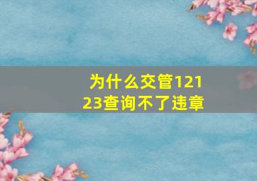 为什么交管12123查询不了违章