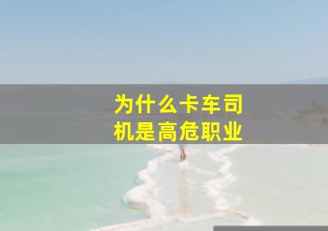 为什么卡车司机是高危职业