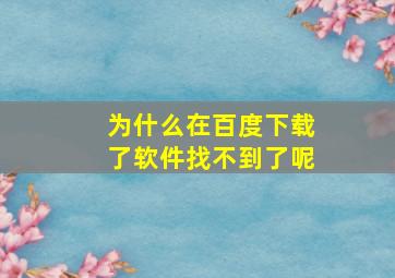 为什么在百度下载了软件找不到了呢