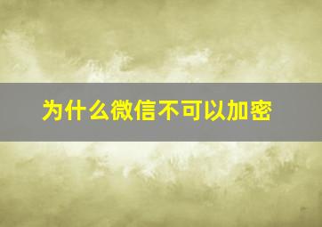 为什么微信不可以加密