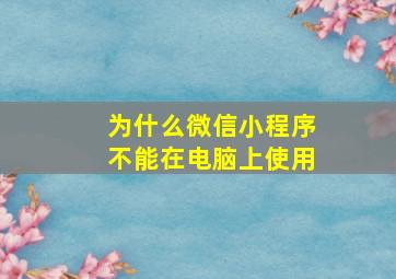 为什么微信小程序不能在电脑上使用