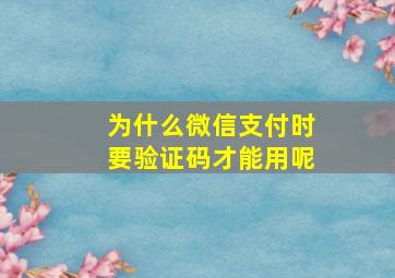 为什么微信支付时要验证码才能用呢