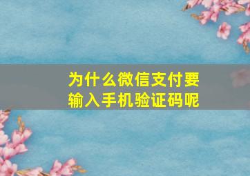 为什么微信支付要输入手机验证码呢