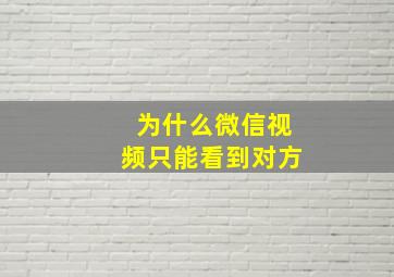 为什么微信视频只能看到对方