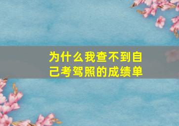 为什么我查不到自己考驾照的成绩单