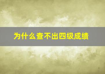 为什么查不出四级成绩