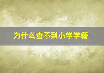 为什么查不到小学学籍