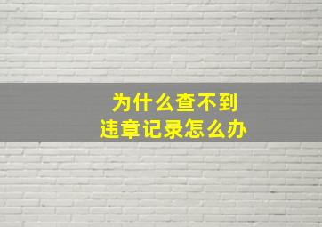 为什么查不到违章记录怎么办