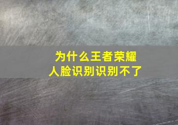 为什么王者荣耀人脸识别识别不了